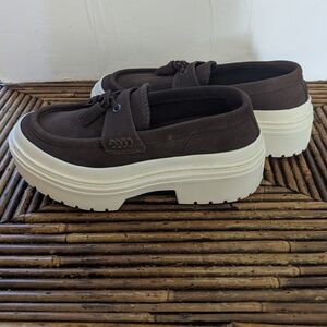 Converse Chuck Taylor All Star Lugged Heel Platform Loafers Brown Suede Size 5.5